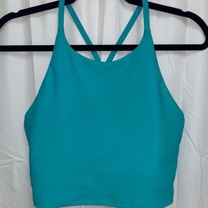 Turquoise Cropped Workout Tank Top, Size Medium